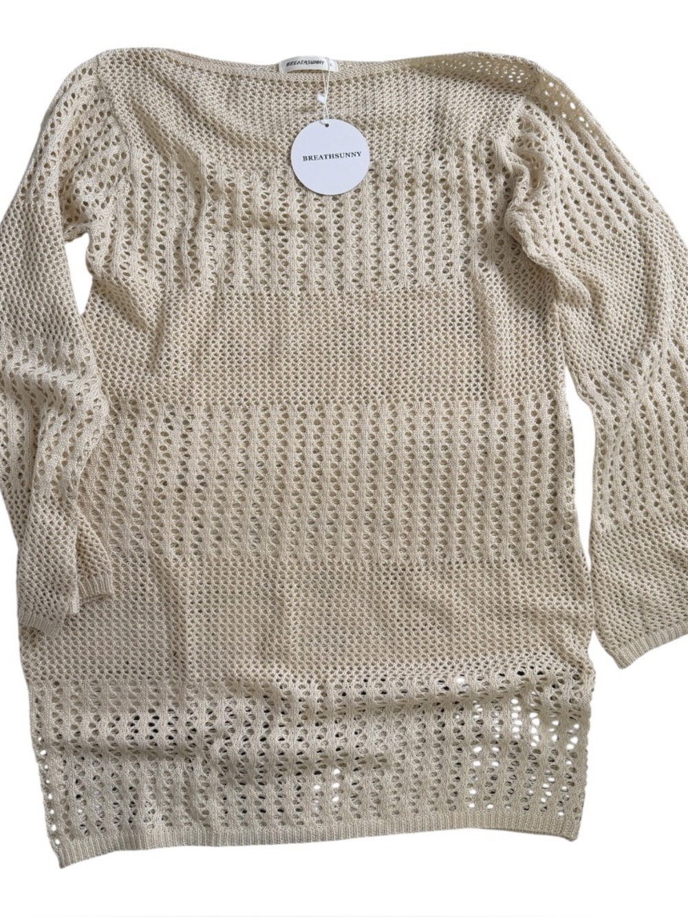 Women's Cream Open-Knit Sweater